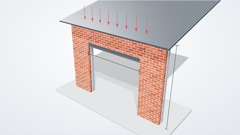 3D model of a steel lintel over a brick opening