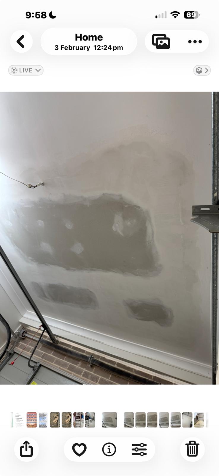 Water damage to garage ceiling from balcony overflow